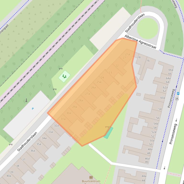 Kaart van postcodegebied 9717AG.