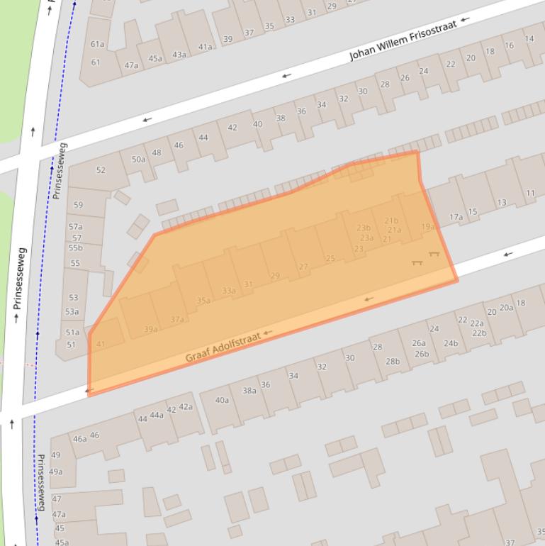 Kaart van postcodegebied 9717EB.