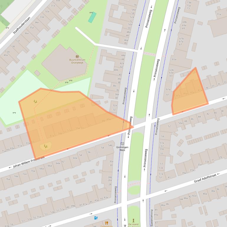 Kaart van postcodegebied 9717EM.