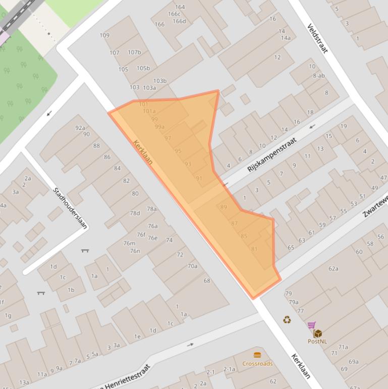 Kaart van postcodegebied 9717HC.