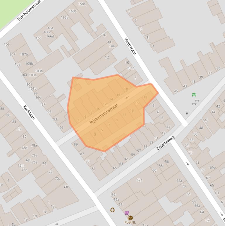 Kaart van postcodegebied 9717LN.