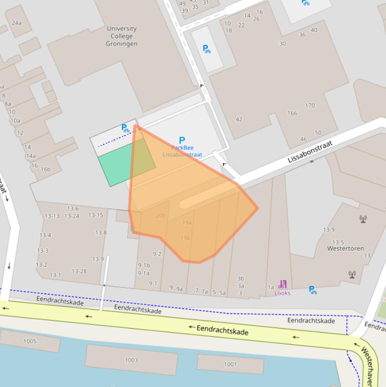 Kaart van postcodegebied 9718AA.