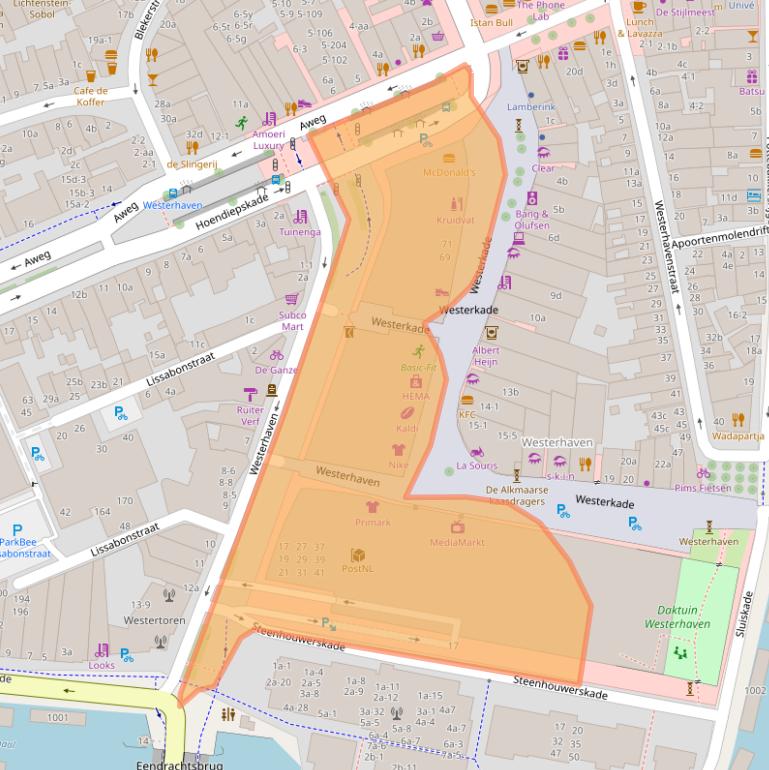 Kaart van postcodegebied 9718AC.