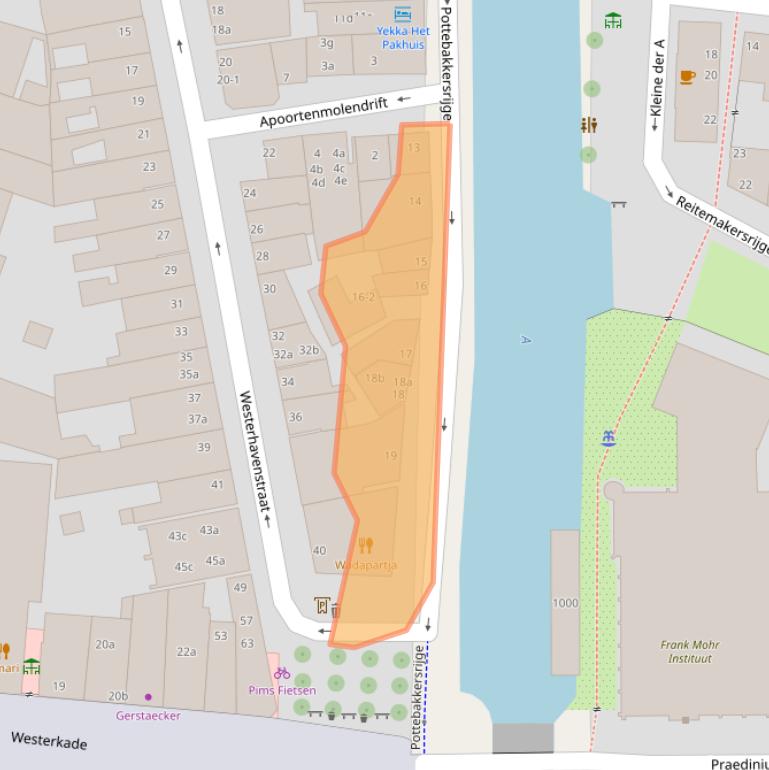 Kaart van postcodegebied 9718AG.