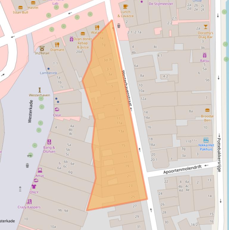 Kaart van postcodegebied 9718AJ.