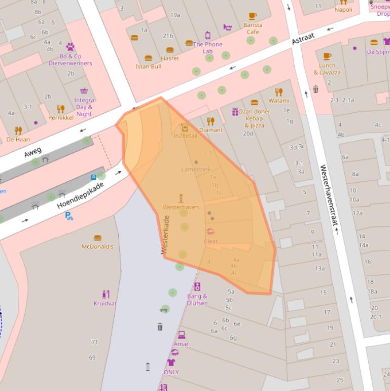 Kaart van postcodegebied 9718AN.