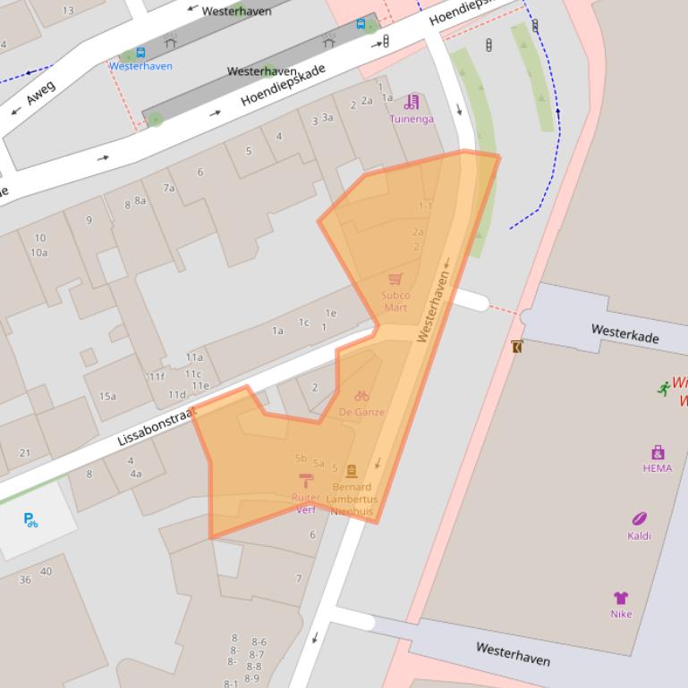 Kaart van postcodegebied 9718AT.