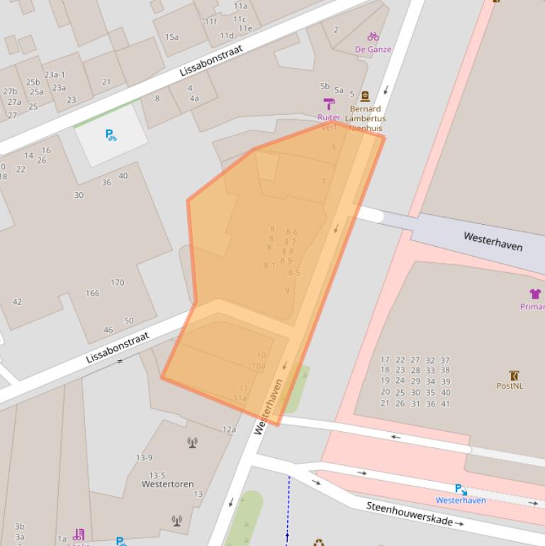 Kaart van postcodegebied 9718AV.