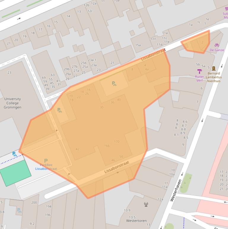 Kaart van postcodegebied 9718AZ.