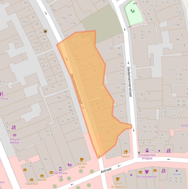 Kaart van postcodegebied 9718BR.