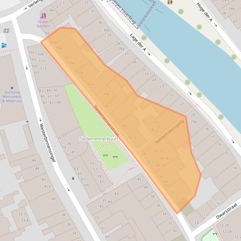 Kaart van postcodegebied 9718BX.