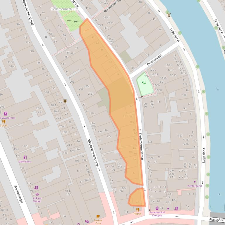 Kaart van postcodegebied 9718BZ.