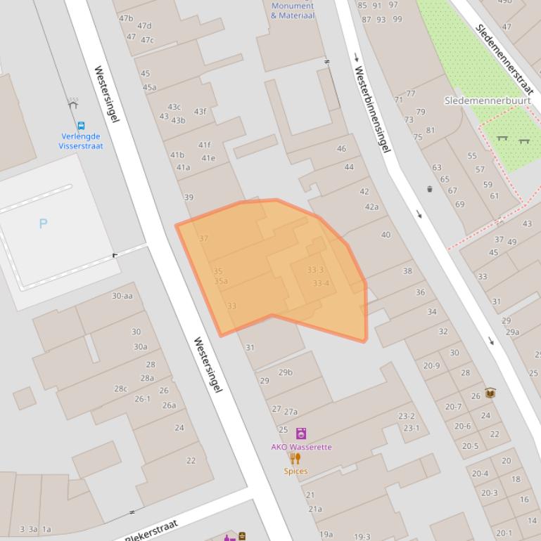 Kaart van postcodegebied 9718CC.