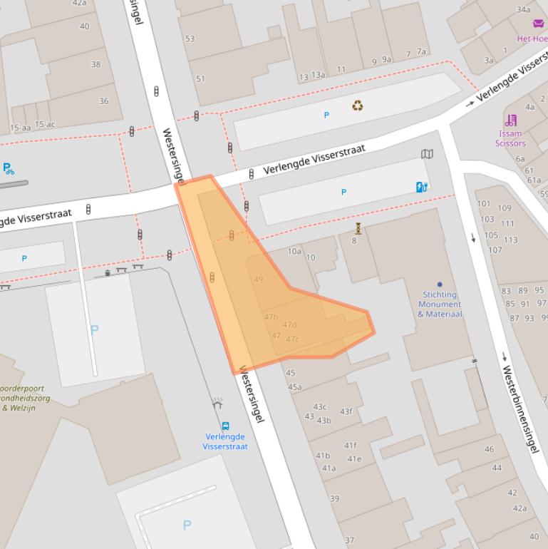 Kaart van postcodegebied 9718CE.