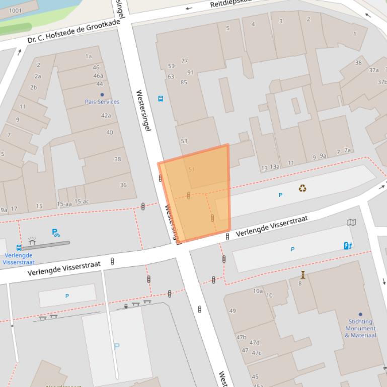 Kaart van postcodegebied 9718CG.