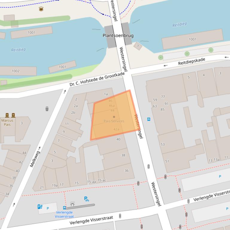 Kaart van postcodegebied 9718CN.