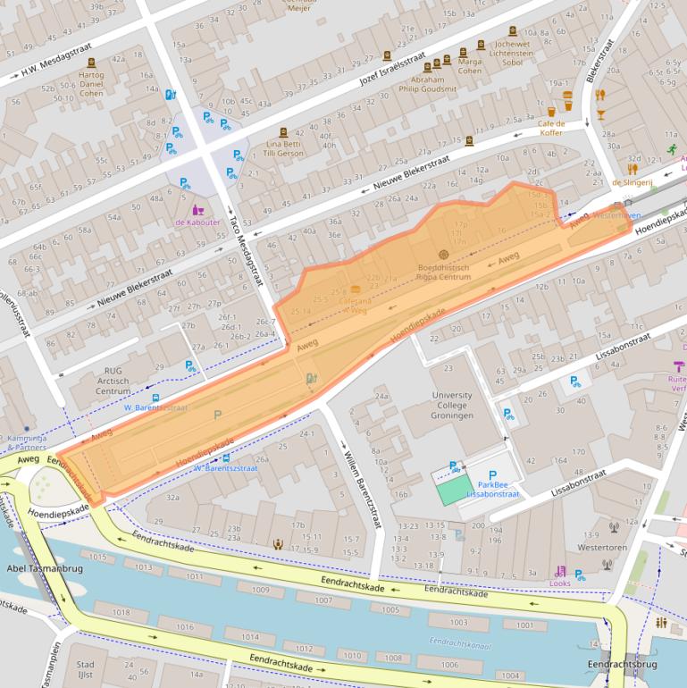 Kaart van postcodegebied 9718CV.