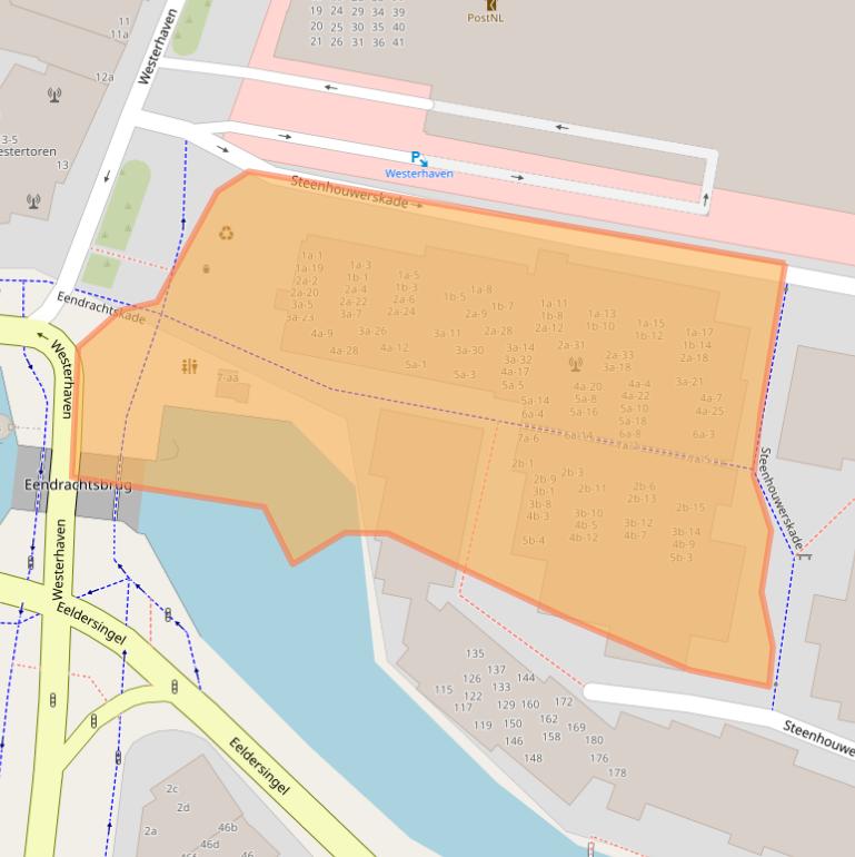 Kaart van postcodegebied 9718DA.