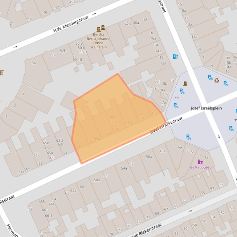 Kaart van postcodegebied 9718GD.