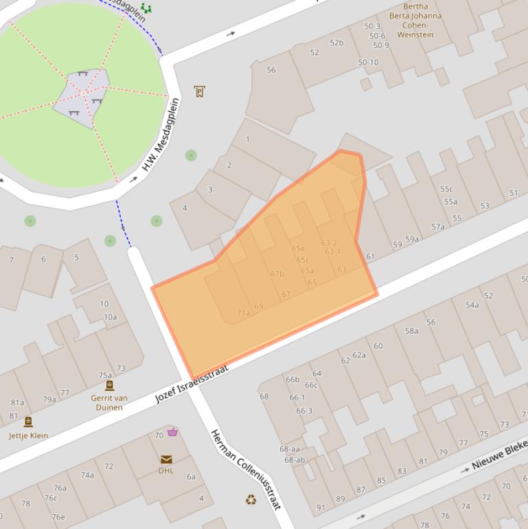 Kaart van postcodegebied 9718GE.