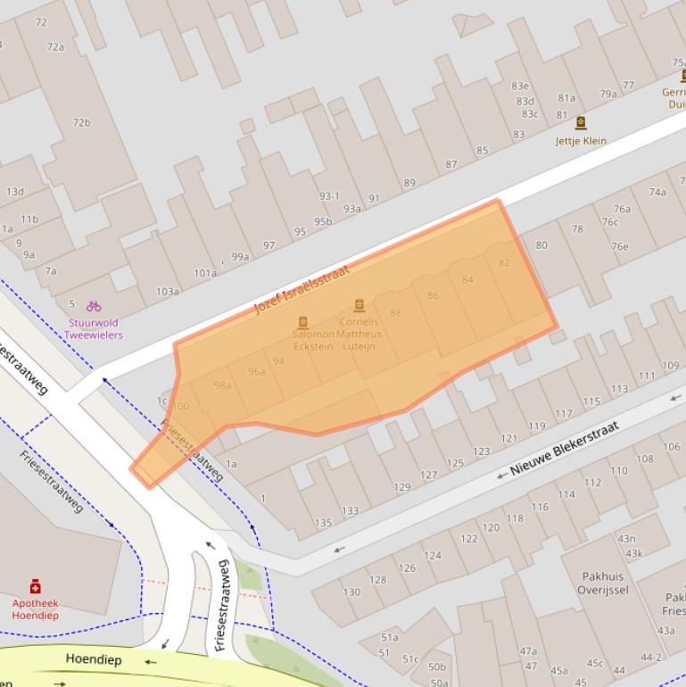 Kaart van postcodegebied 9718GR.