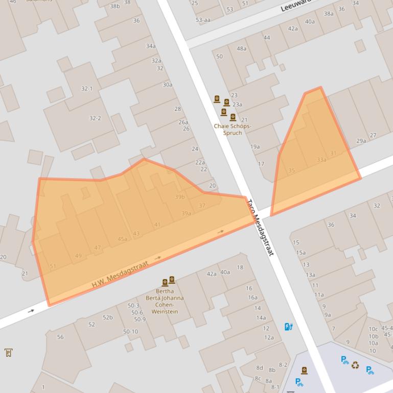 Kaart van postcodegebied 9718HC.