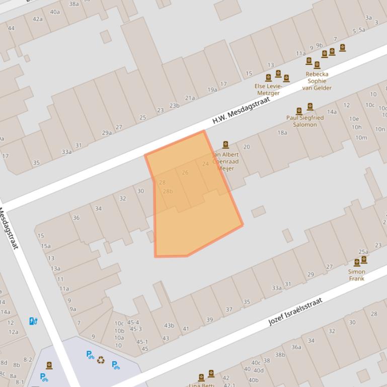 Kaart van postcodegebied 9718HJ.