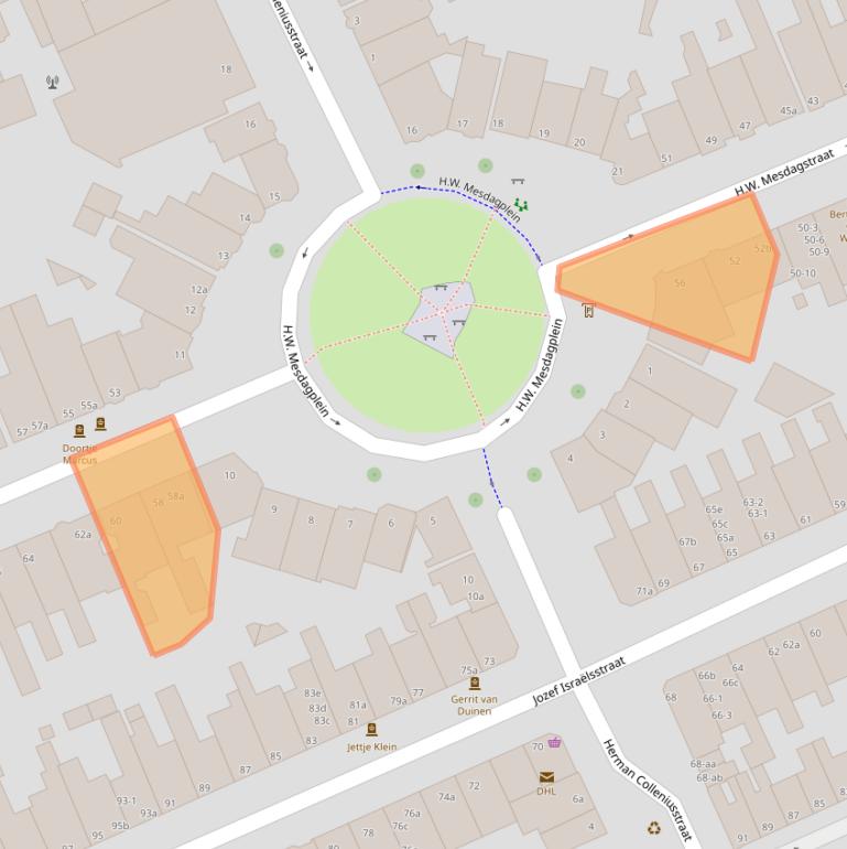 Kaart van postcodegebied 9718HM.