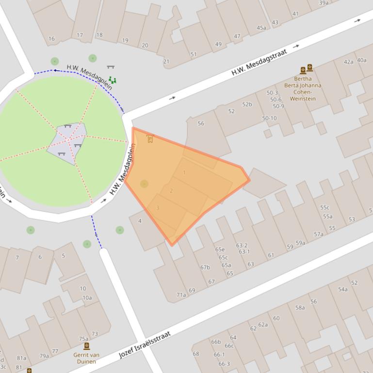 Kaart van postcodegebied 9718HP.