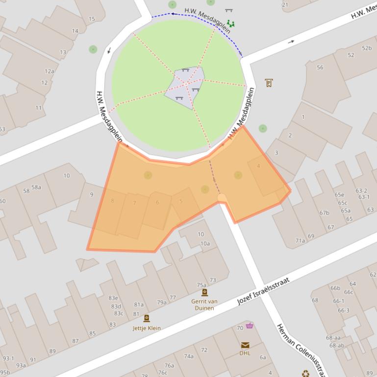 Kaart van postcodegebied 9718HR.