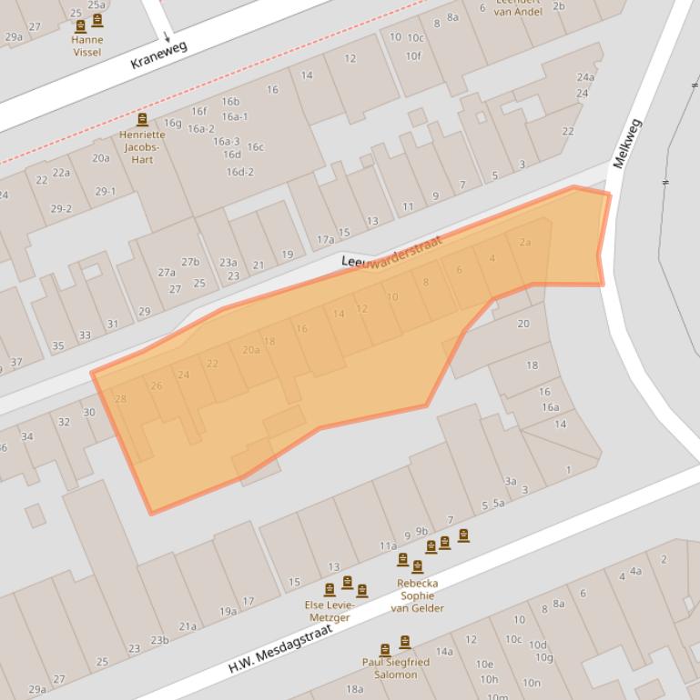 Kaart van postcodegebied 9718HX.