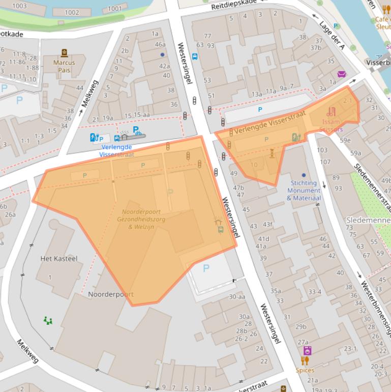 Kaart van postcodegebied 9718JB.