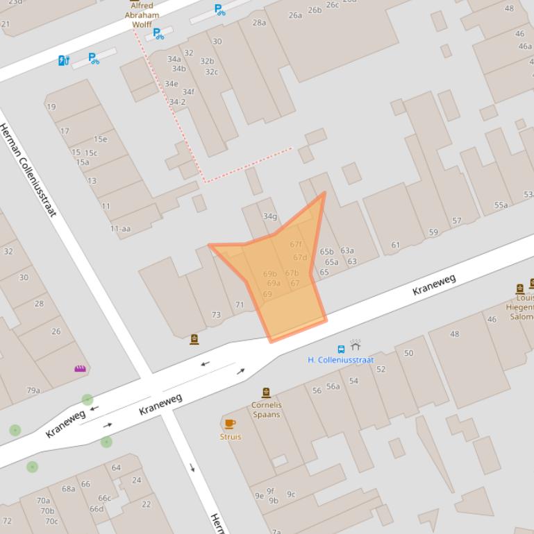 Kaart van postcodegebied 9718JJ.