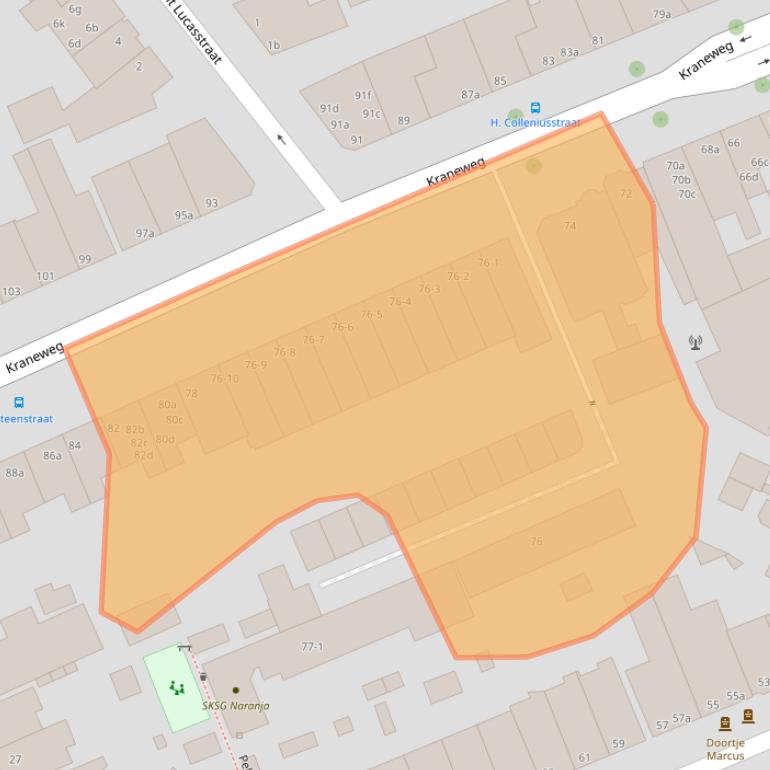 Kaart van postcodegebied 9718JV.