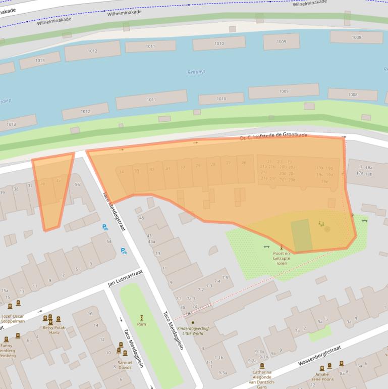 Kaart van postcodegebied 9718KB.