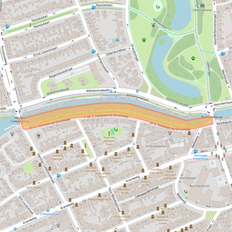 Kaart van postcodegebied 9718KD.