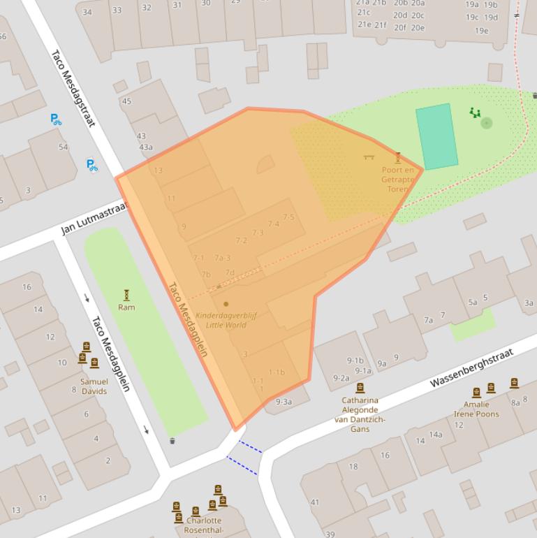 Kaart van postcodegebied 9718KE.