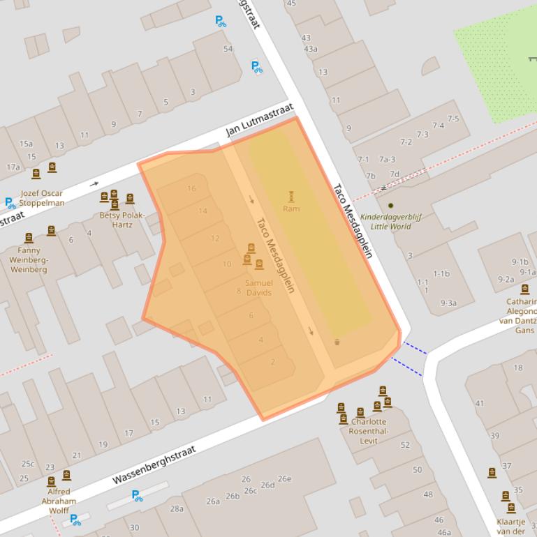 Kaart van postcodegebied 9718KG.
