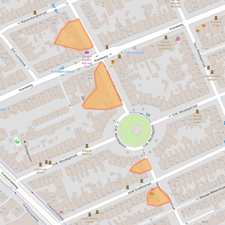 Kaart van postcodegebied 9718KT.