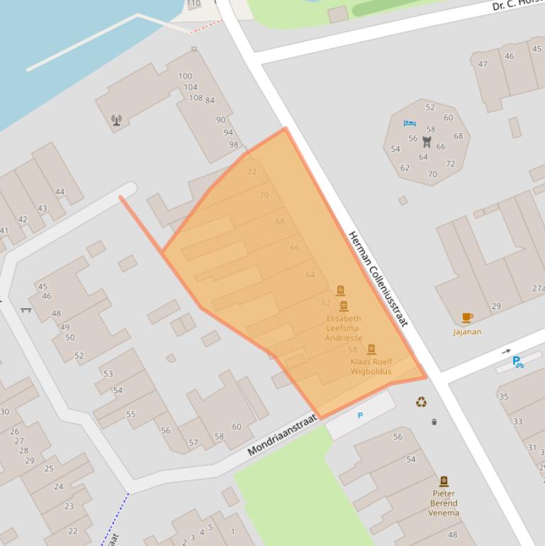 Kaart van postcodegebied 9718KW.