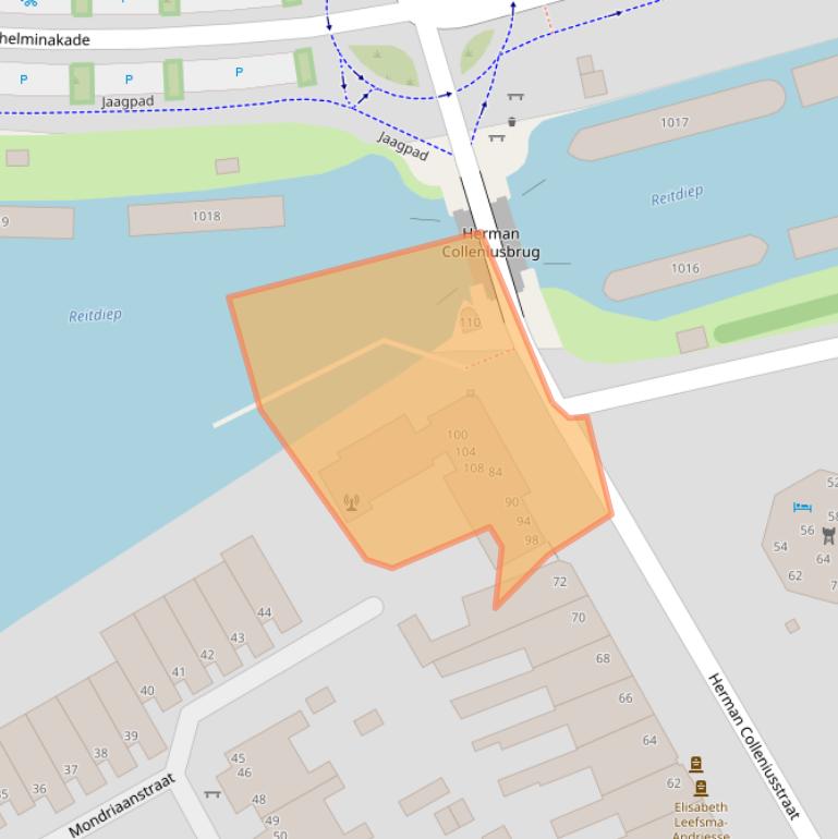 Kaart van postcodegebied 9718KX.