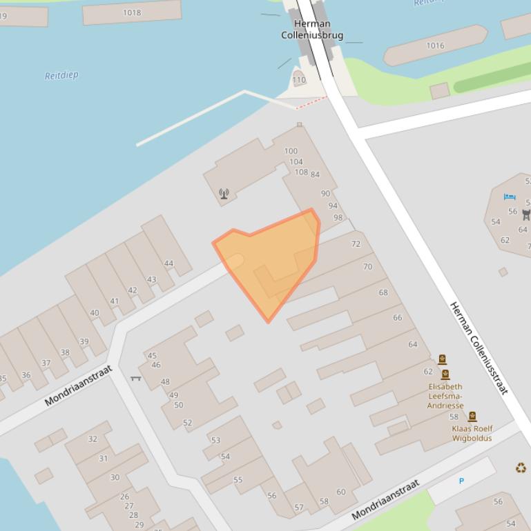 Kaart van postcodegebied 9718KZ.