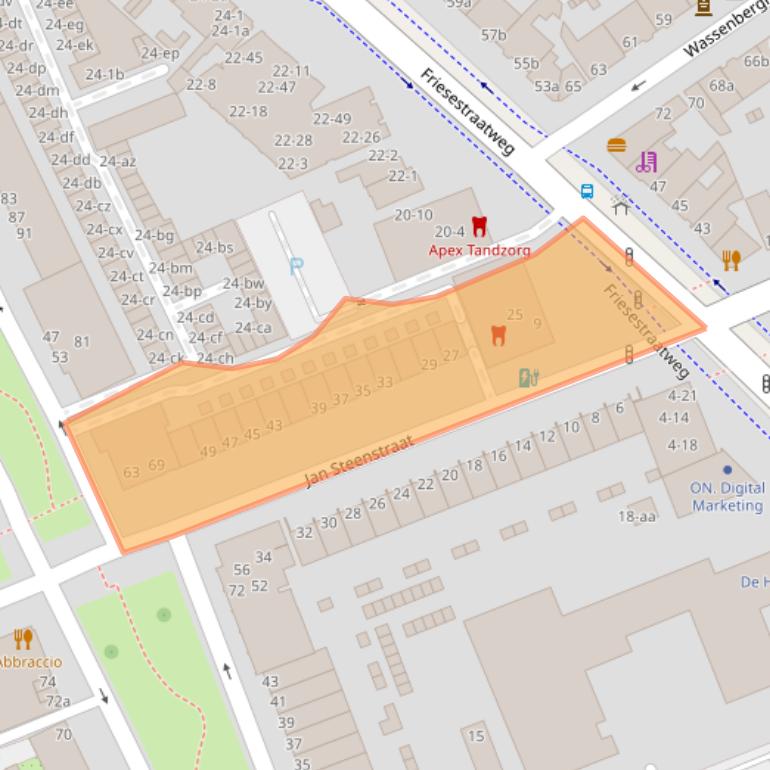 Kaart van postcodegebied 9718LG.