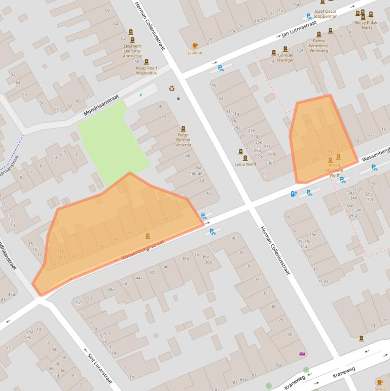 Kaart van postcodegebied 9718LH.