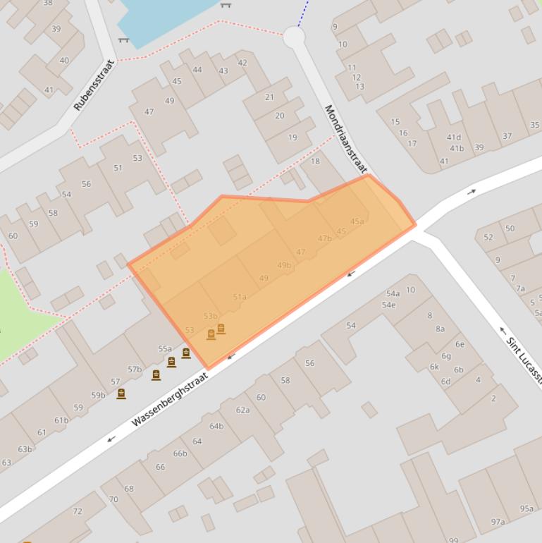 Kaart van postcodegebied 9718LJ.