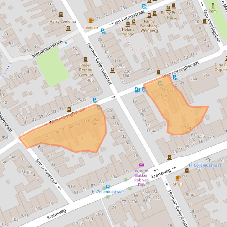 Kaart van postcodegebied 9718LM.