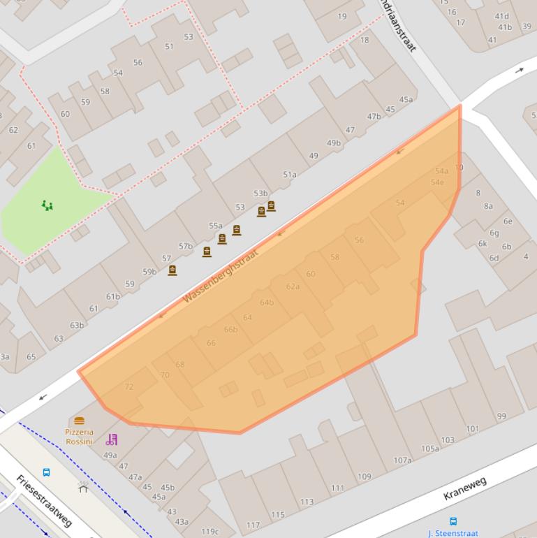 Kaart van postcodegebied 9718LN.