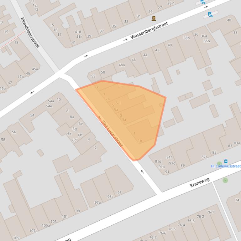 Kaart van postcodegebied 9718LP.