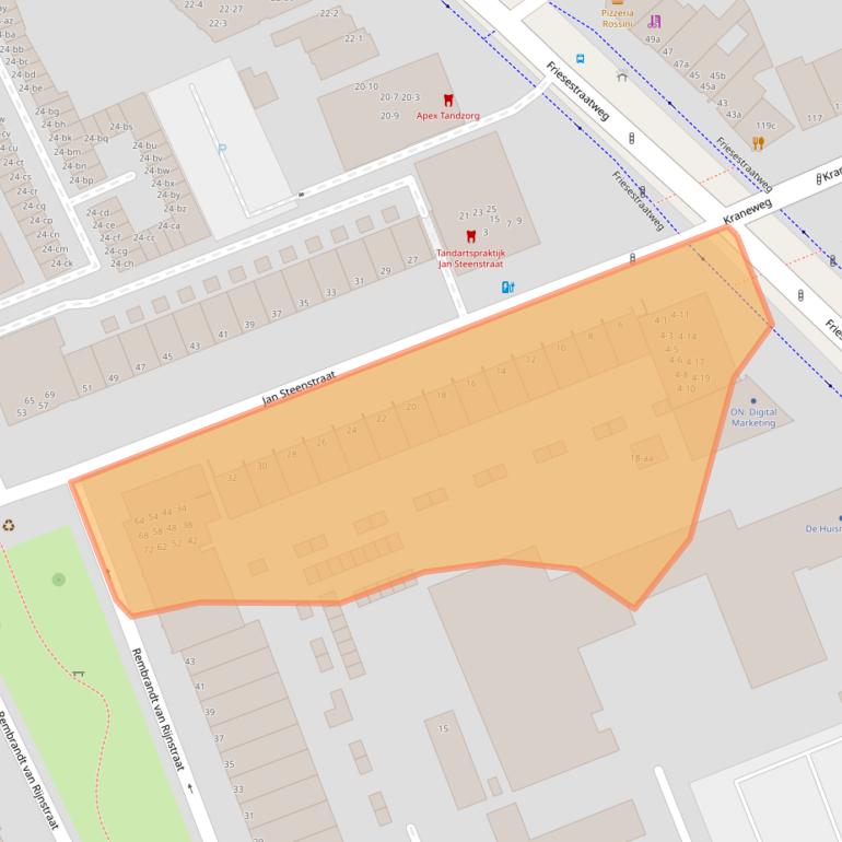 Kaart van postcodegebied 9718LS.