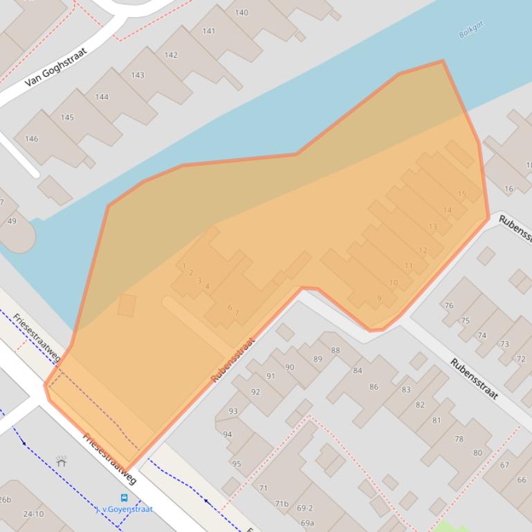 Kaart van postcodegebied 9718MA.